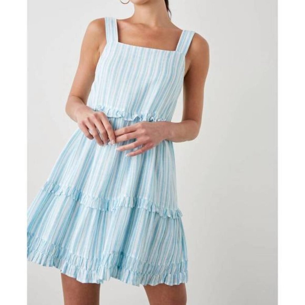 Rails Womens S Sandy Laguna Linen Blend Stripe Sleeveless Mini‎ Dress NWT